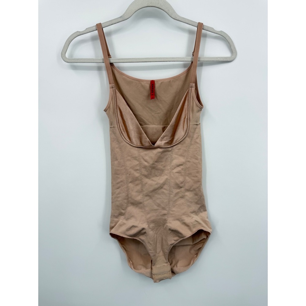 Spanx slimmer and shine Open-Bust Bodysuit Women L Nude Tummy Control Shapewear
